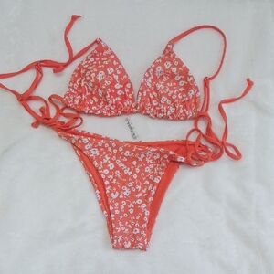 Zaful Floral Coral Bikini Set